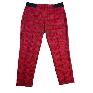 Terra & Sky Stretch Pull On Pant Ankle Woman's 1X (16W-18W) Red Black Plaid